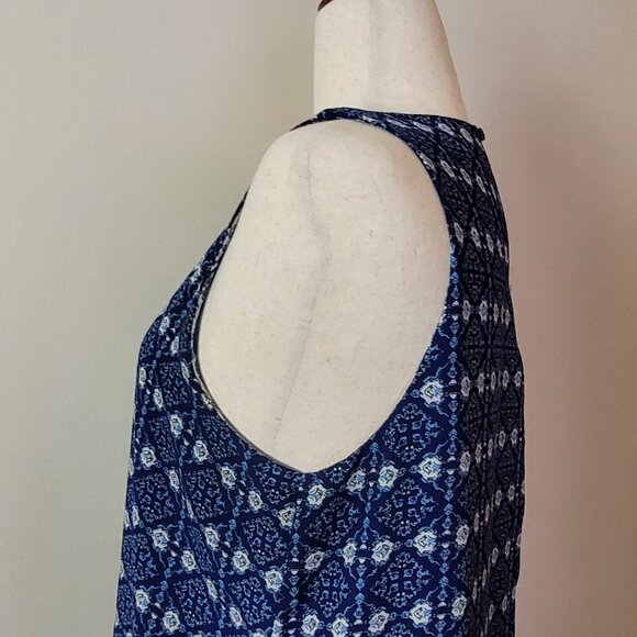 Premise Studio tunic Women's L Sleeveless top blue Layered Geometric floral boho - Picture 7 of 15